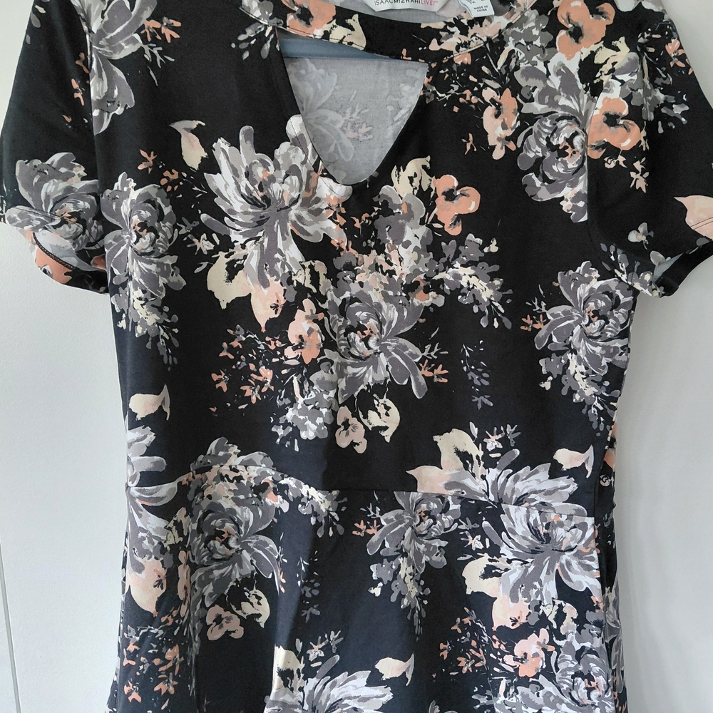 Floral Black and Gray Women's Top